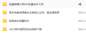 图片[3]爱宝资源库|资源教程|课程分享|网创项目|自学|成长|资料|自媒体|素材|抖音自媒体必备工具短视频去消重软件，视频批量剪辑大师，MV批量剪辑大师➕下载器（更多宝藏资源www.aibaoziyuan.com）